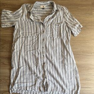 Striped Blue and White Button Down Dress